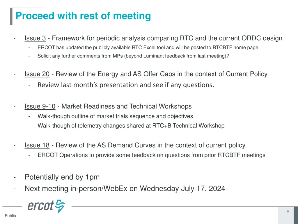 proceed with rest of meeting