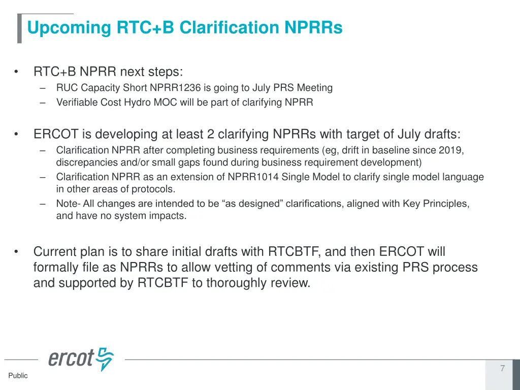 upcoming rtc b clarification nprrs