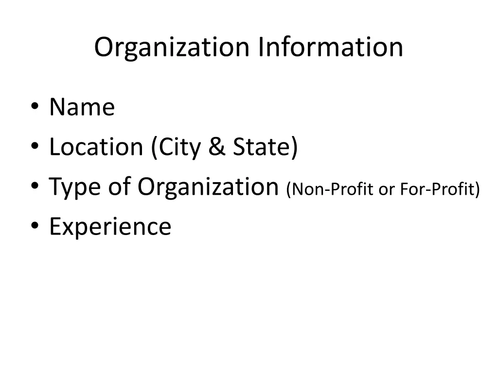 organization information