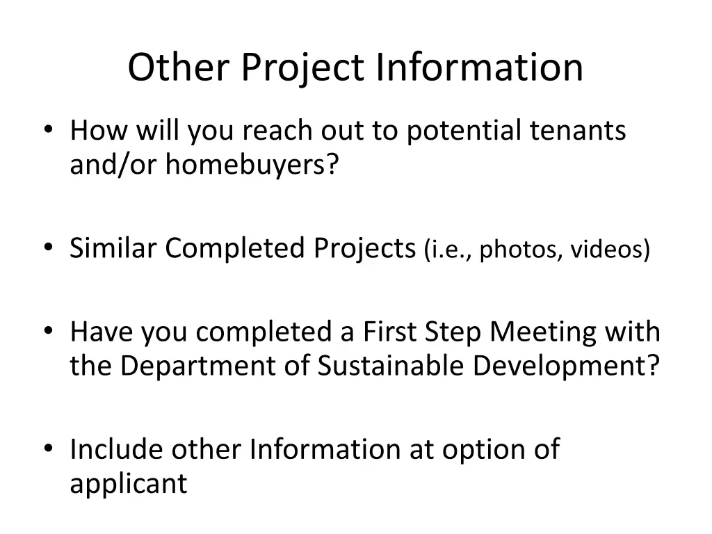 other project information