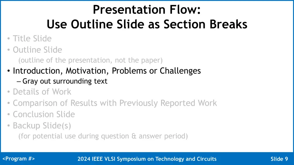 presentation flow use outline slide as section