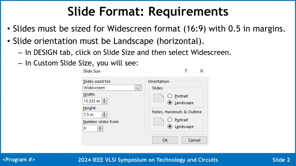 slide format requirements