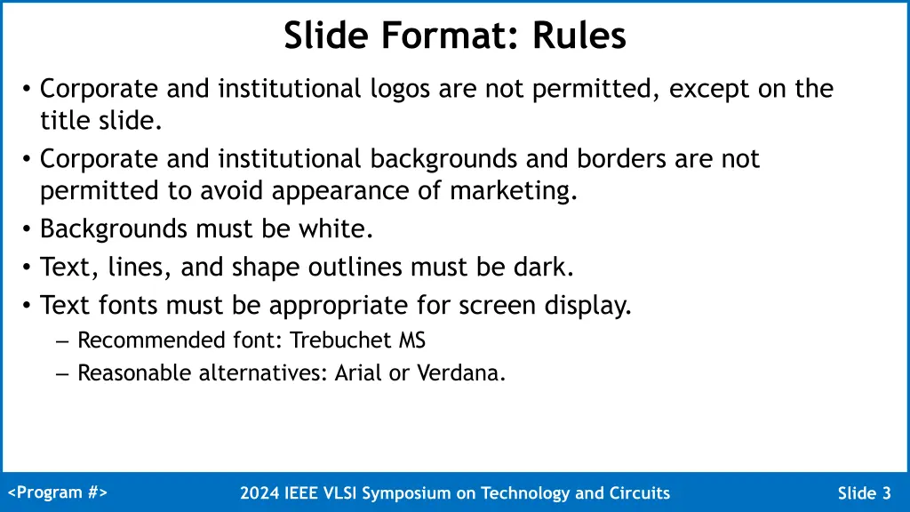 slide format rules
