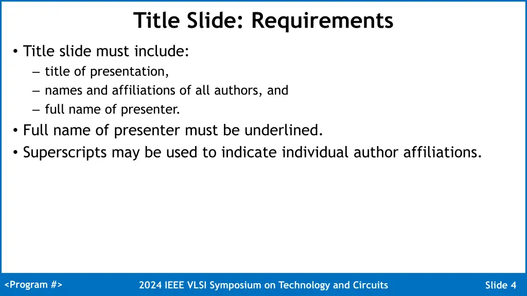 title slide requirements