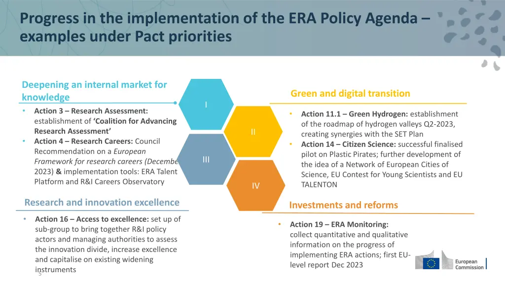 progress in the implementation of the era policy