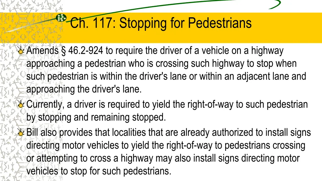 ch 117 stopping for pedestrians