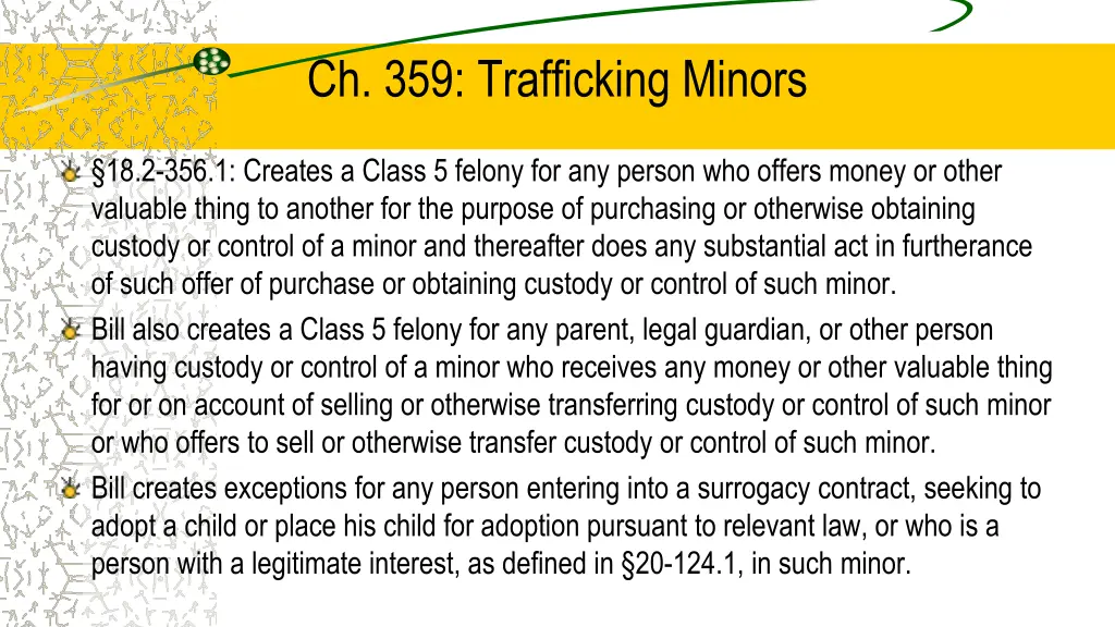 ch 359 trafficking minors