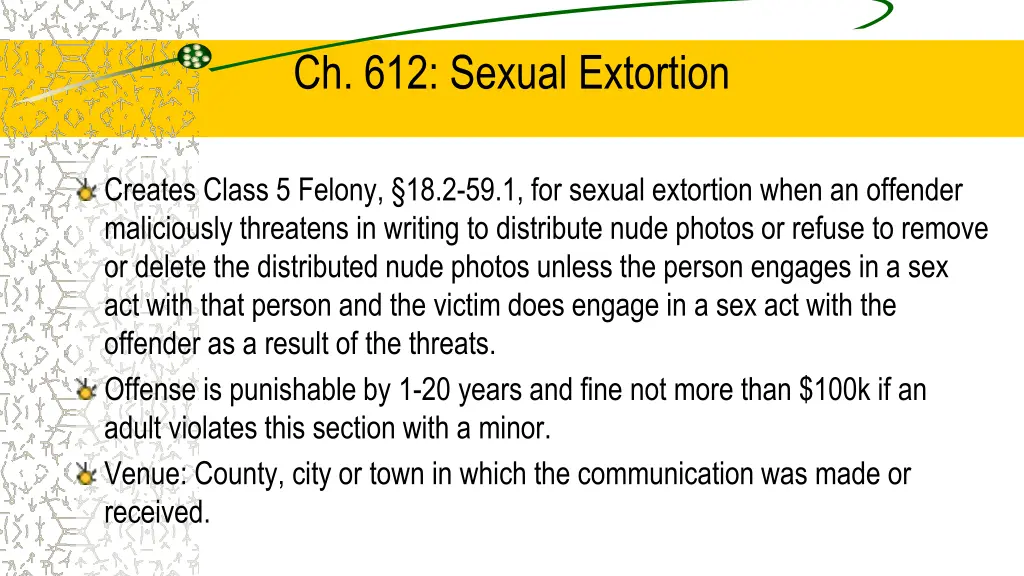 ch 612 sexual extortion