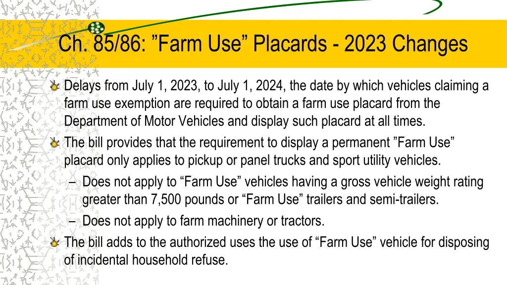 ch 85 86 farm use placards 2023 changes