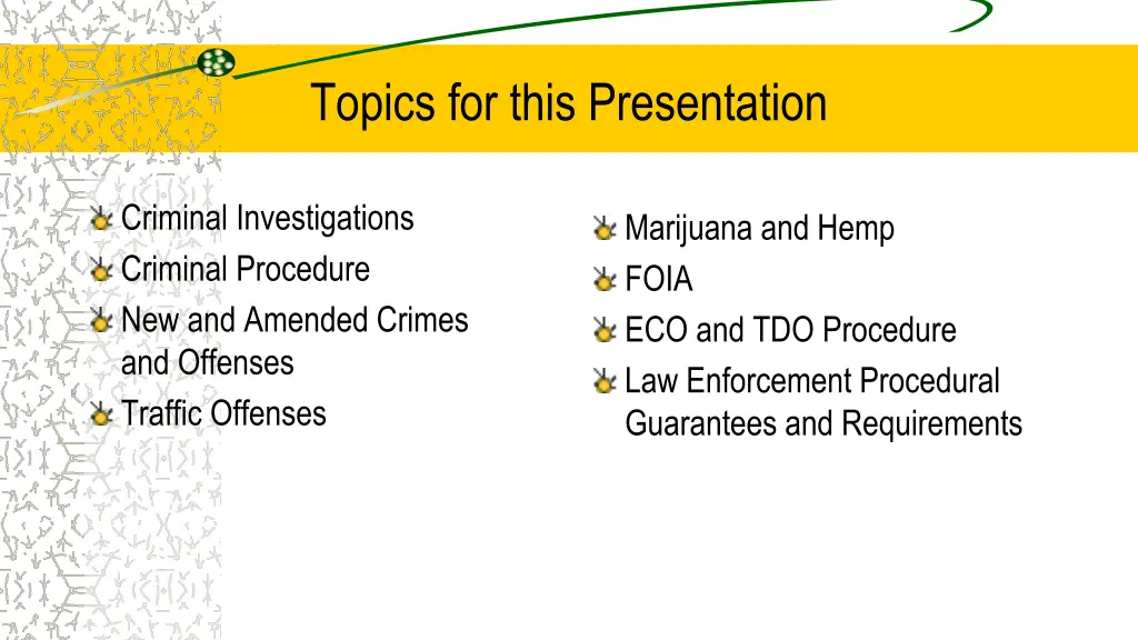 topics for this presentation