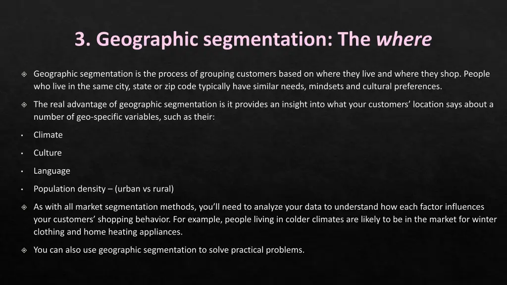3 geographic segmentation the where