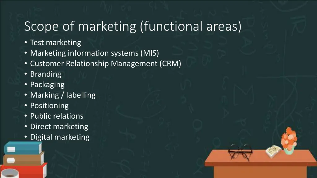 scope of marketing functional areas test