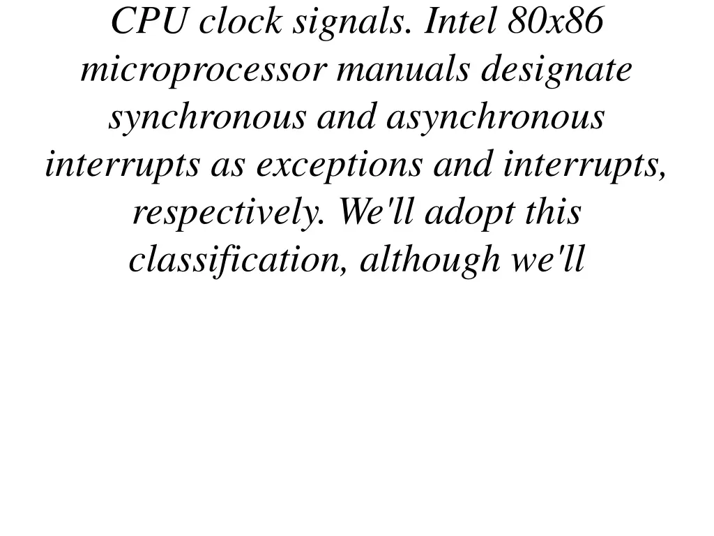 cpu clock signals intel 80x86 microprocessor