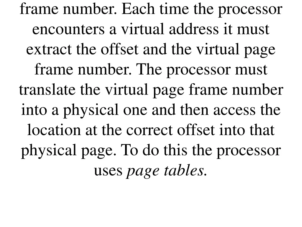 frame number each time the processor encounters