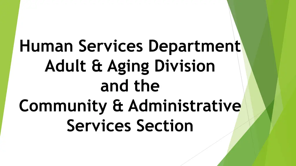 human services department adult aging division