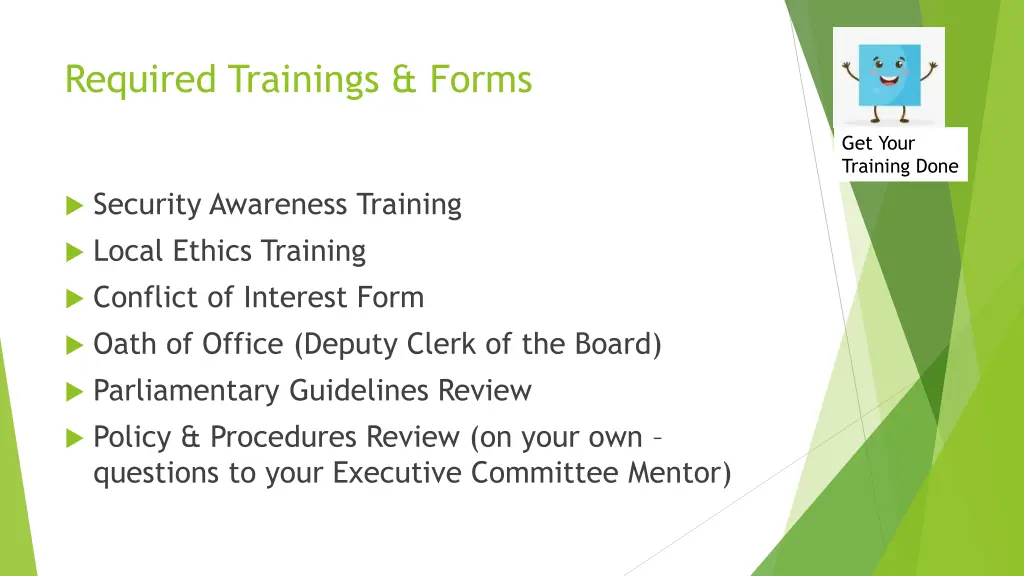 required trainings forms