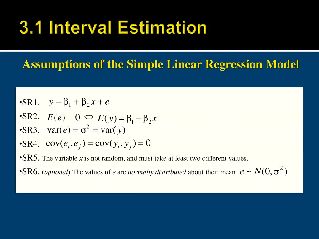 assumptions of the simple linear regression model