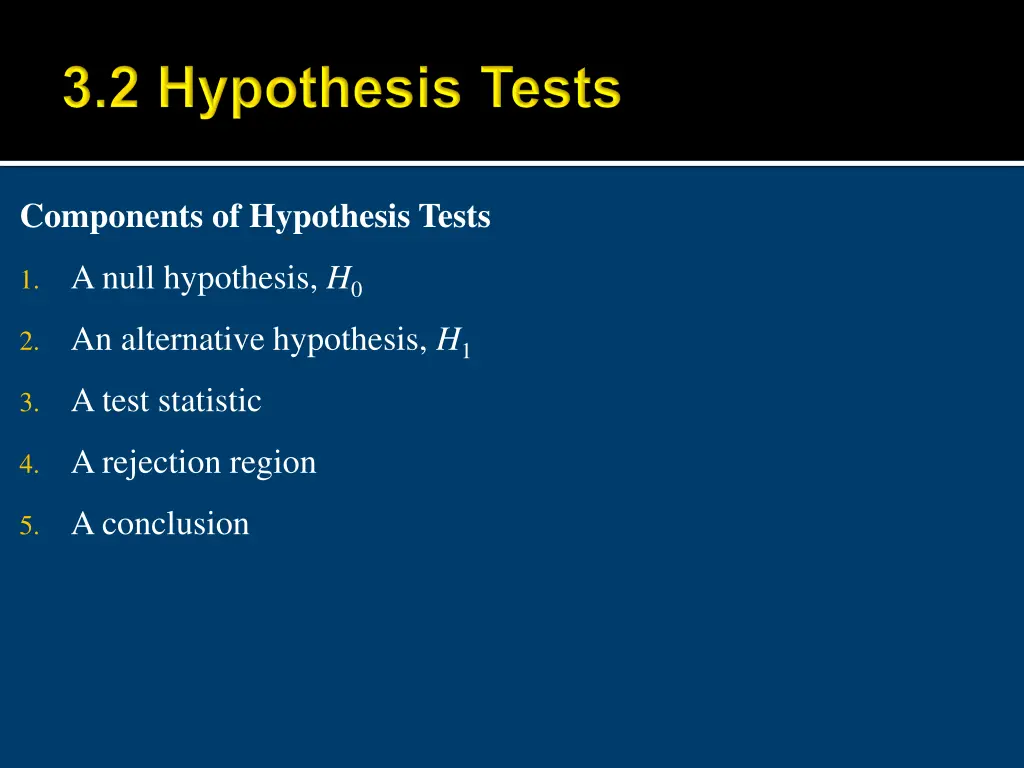 components of hypothesis tests