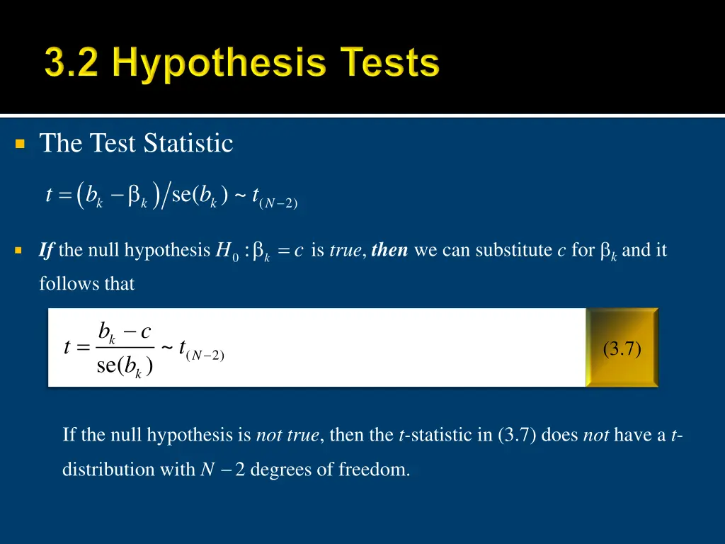 the test statistic k t b