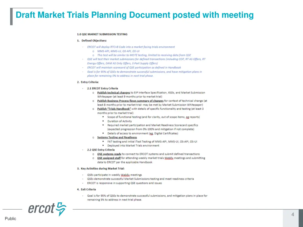 draft market trials planning document posted with