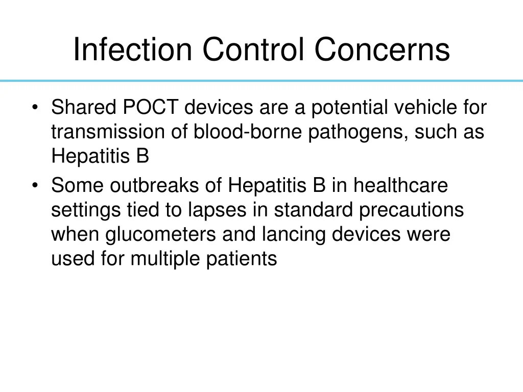 infection control concerns