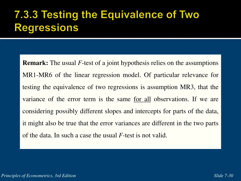 remark the usual f test of a joint hypothesis