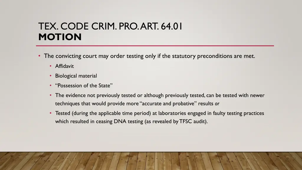 tex code crim pro art 64 01 motion 1