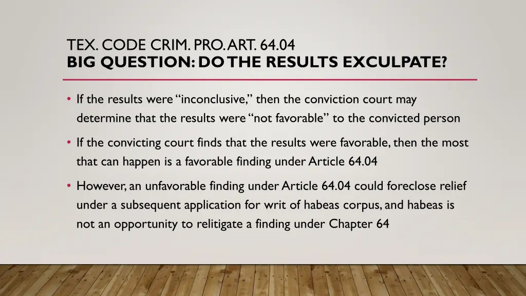 tex code crim pro art 64 04 big question