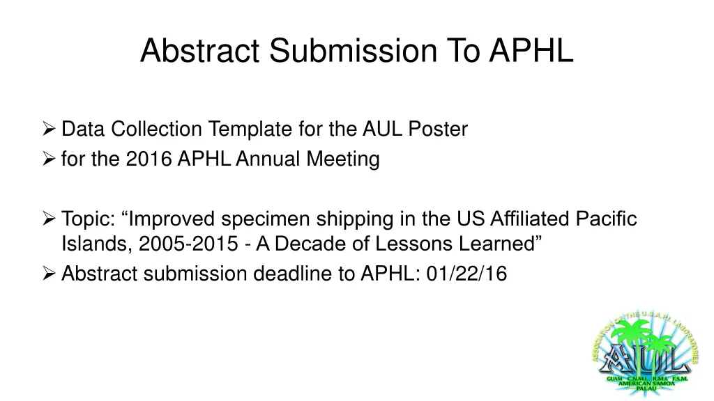 abstract submission to aphl