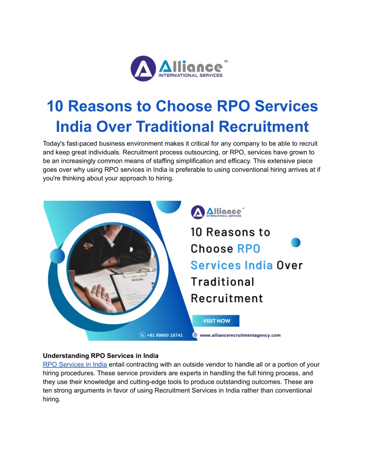 10 reasons to choose rpo services india over