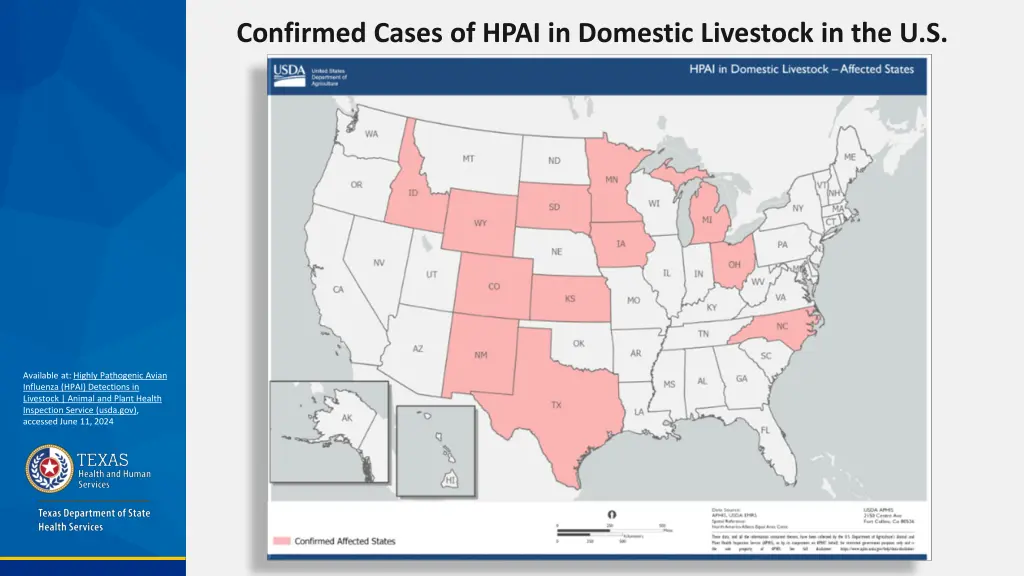 confirmed cases of hpai in domestic livestock