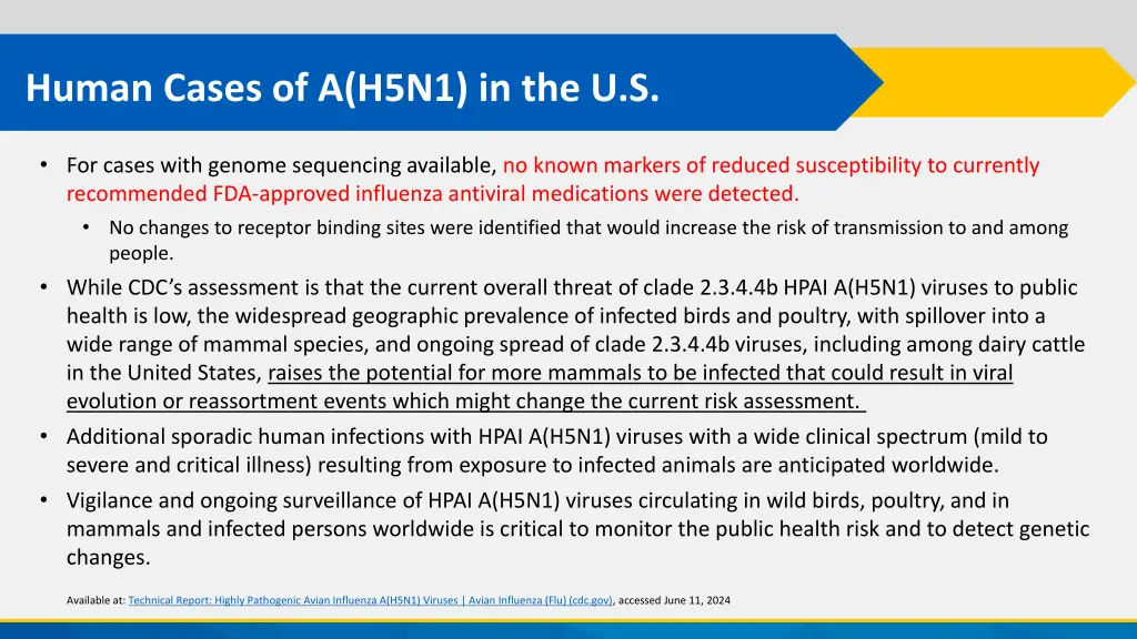 human cases of a h5n1 in the u s 1