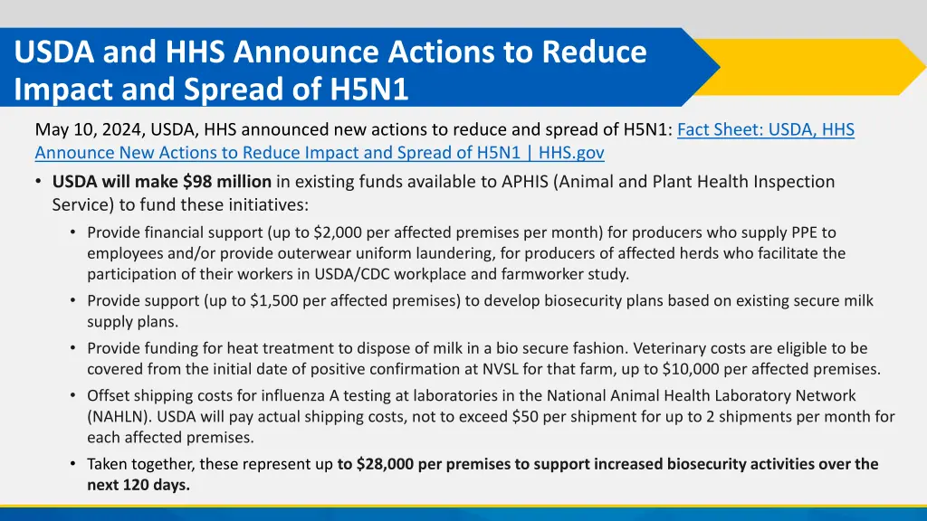 usda and hhs announce actions to reduce impact