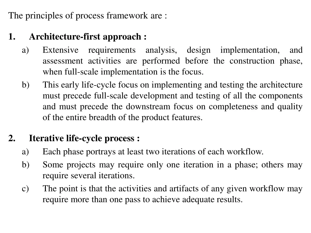 the principles of process framework are