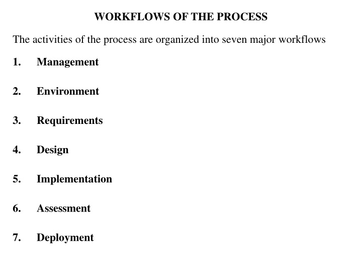 workflows of the process