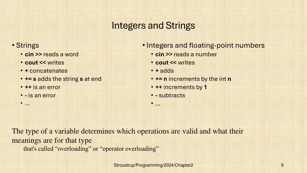 integers and strings