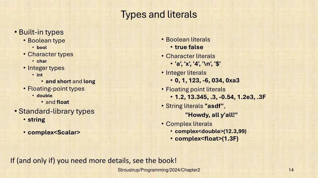 types and literals