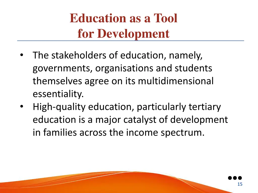 education as a tool for development