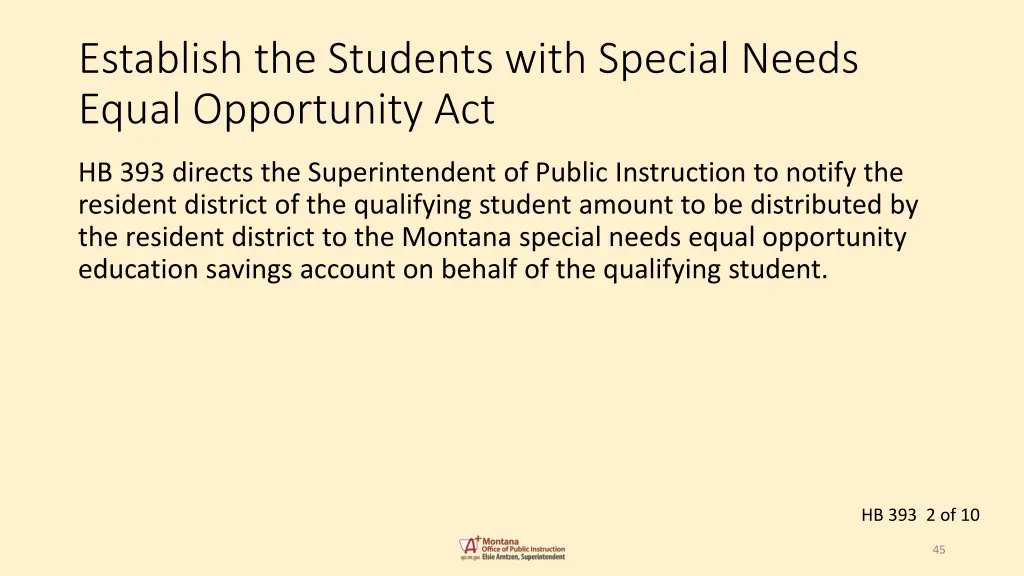 establish the students with special needs equal 1
