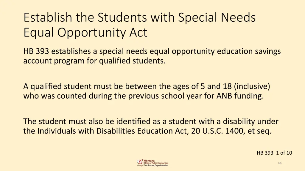 establish the students with special needs equal