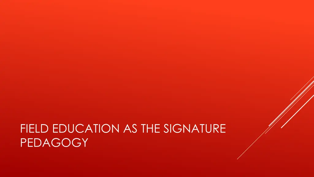 field education as the signature pedagogy