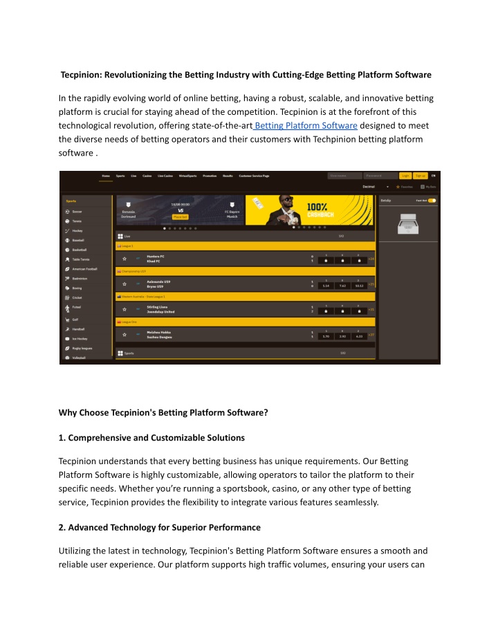 tecpinion revolutionizing the betting industry