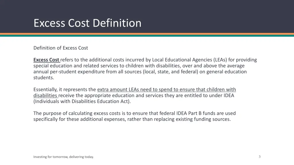 excess cost definition