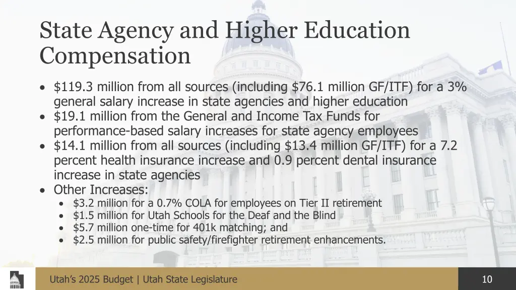 state agency and higher education compensation
