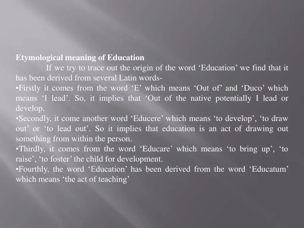 etymological meaning of education