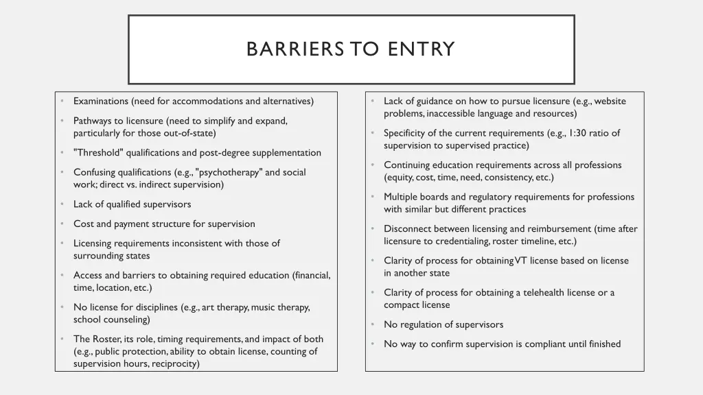 barriers to entry