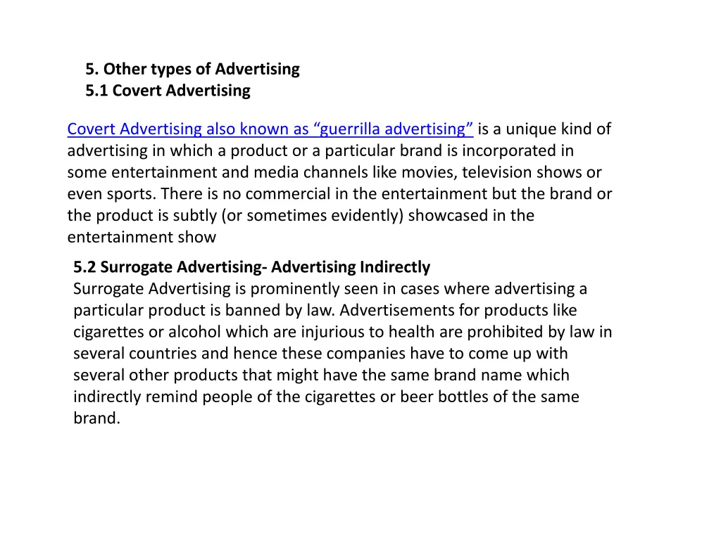 5 other types of advertising 5 1 covert