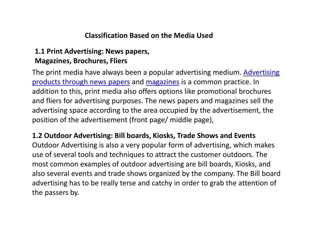 classification based on the media used