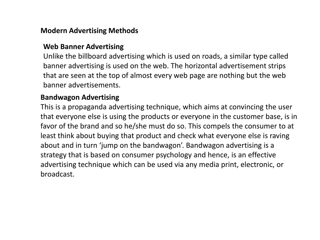 modern advertising methods