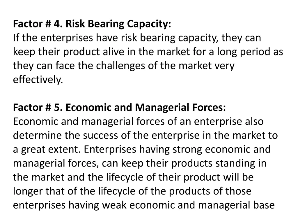 factor 4 risk bearing capacity if the enterprises